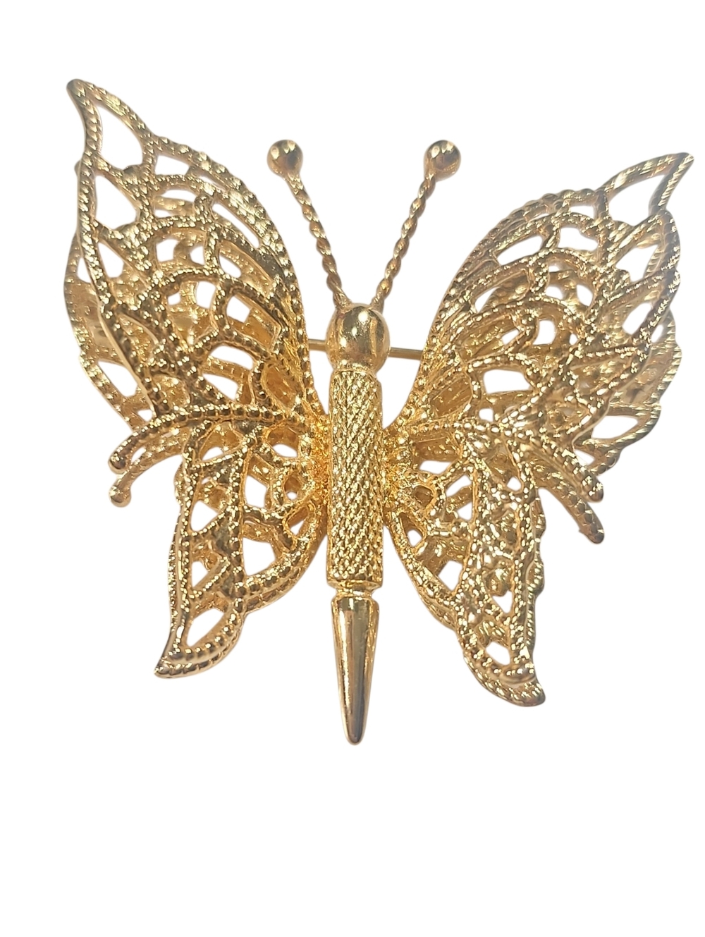 Monet Gold Tone Butterfly Brooch Pin